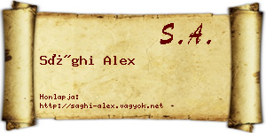 Sághi Alex névjegykártya